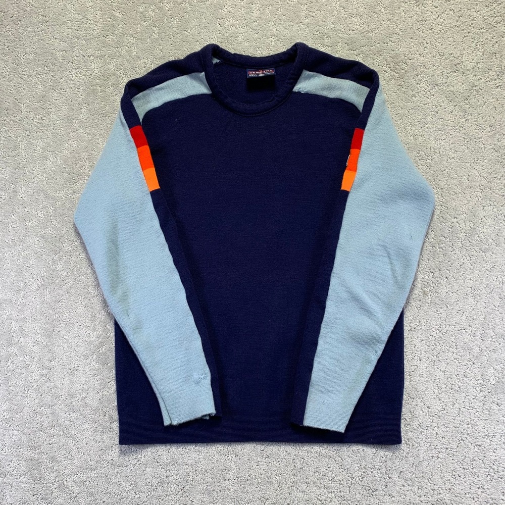 Vintage‎ Demetre Sweater Mens XL Pure Virgin Wool Navy Blue USA Ski FITS Medium